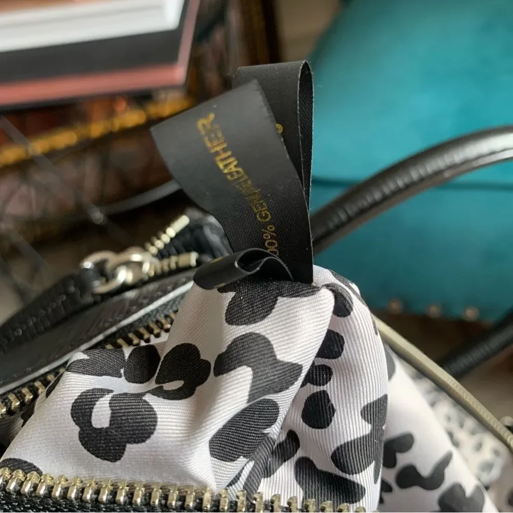 REBECCA MINKOFF BLACK LEATHER SATCHEL BAG